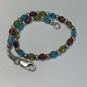 Silpada Vintage RARE Sterling Silver Pastel Bead / Multi-Color Bracelet